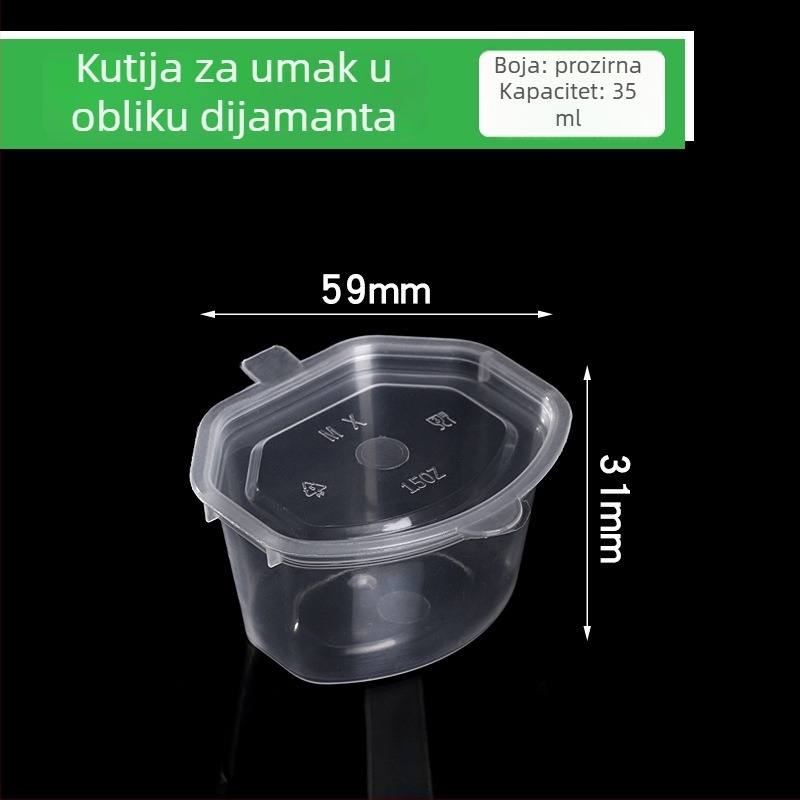 Jednokratna posuda za umake s poklopcem, plastična, mikrovalna sigurna, tiskanje logotipa dostupno, mogućnost prilagodbe