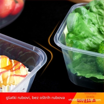 Kutija za dostavu bez poklopca, debela pravokutna plastična kutija, PP-5 materijal, pakiranje 50 kom, pogodno za mikrovalnu pećnicu