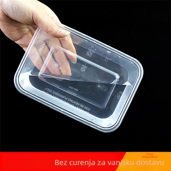 Kutija za dostavu bez poklopca, debela pravokutna plastična kutija, PP-5 materijal, pakiranje 50 kom, pogodno za mikrovalnu pećnicu