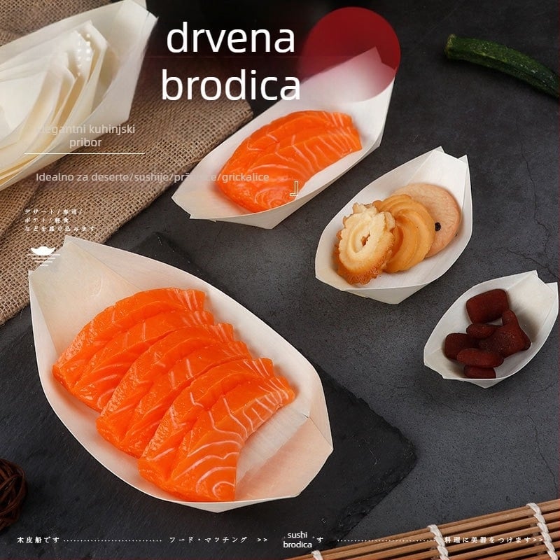 Drvena kutija za grickalice u obliku broda, prilagodljiva, debljina 36 mm, kapacitet 10