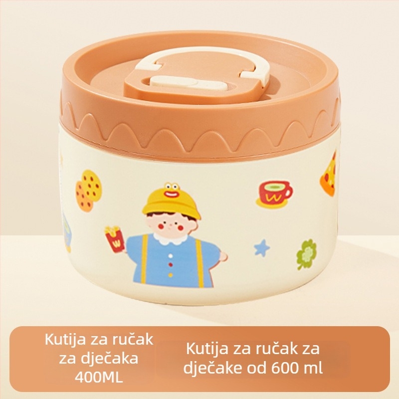 Kutija za ručak od nehrđajućeg čelika 304, s PP poklopcem, mikrotalasna sigurna, prijenosna i izolirana, za studente i zaposlenike