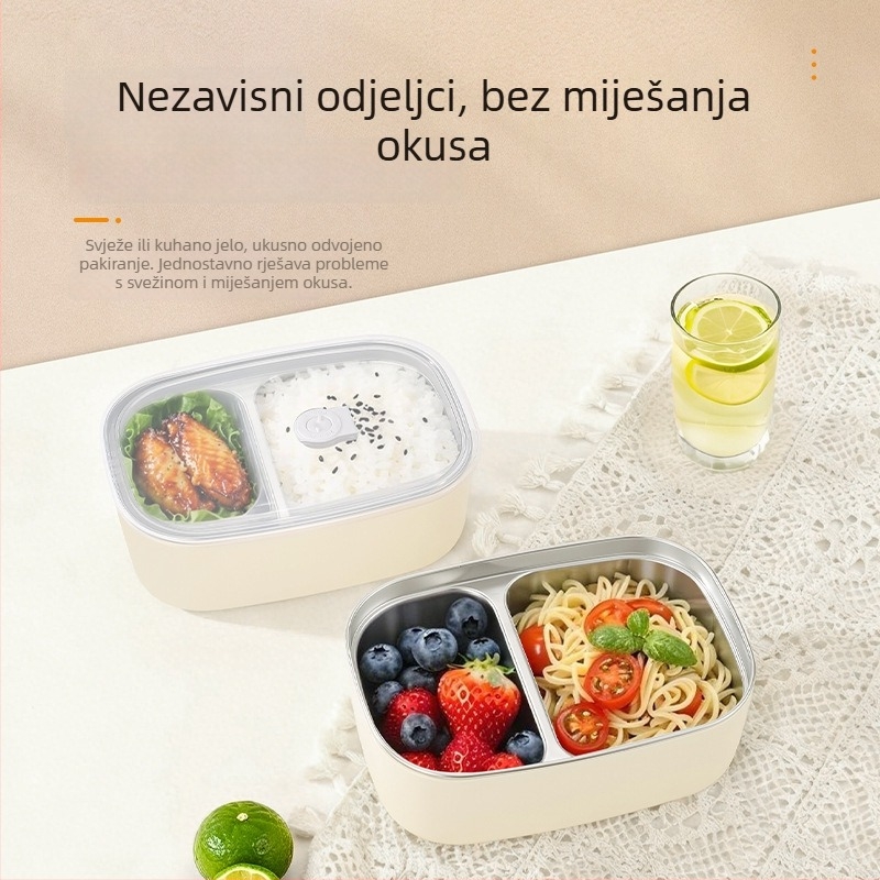 Lexi Nehrđajući čelik kutija za ručak s podjelama, vodonepropusna i zapečaćena, mikrovalna kompatibilna, zapremina 1–2 L