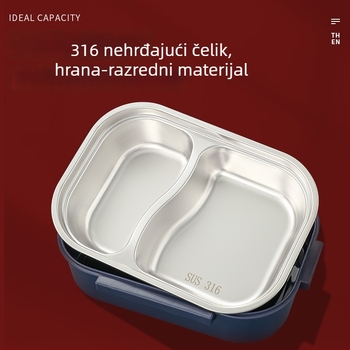 Kutija za ručak od nehrđajućeg čelika 316, izolirana, za djecu, s podijeljenim pretincima, prehrambena kvaliteta, lagani luksuzan dizajn