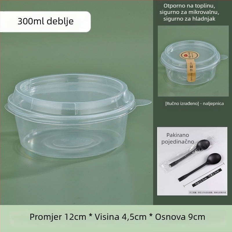 Jednokratna okrugla posuda za deserte s poklopcem, PP materijal, za dostavu, pakiranje 50 kom