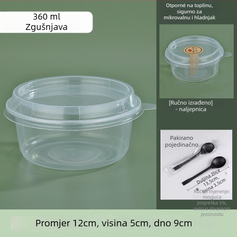 Jednokratna okrugla posuda za deserte s poklopcem, PP materijal, za dostavu, pakiranje 50 kom