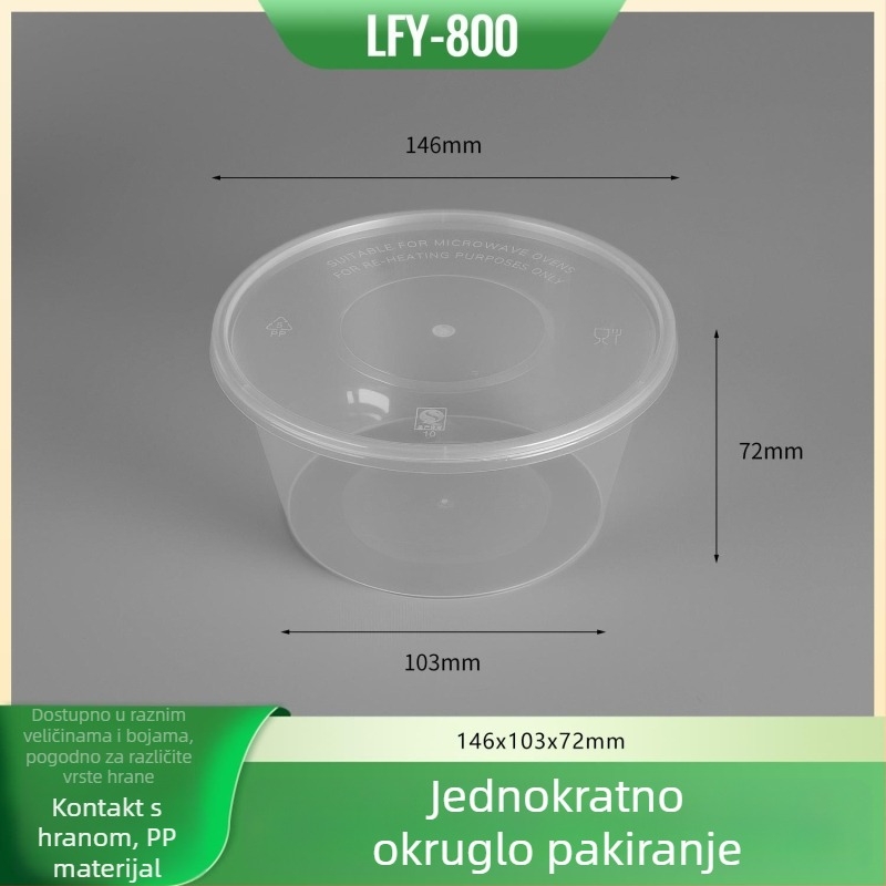 Jednokratna pravokutna kutija za ručak s poklopcem, debela plastična kutija za dostavu, PP siguran za hranu, mikrovalna sigurnost, mogućnost tiskanja logotipa