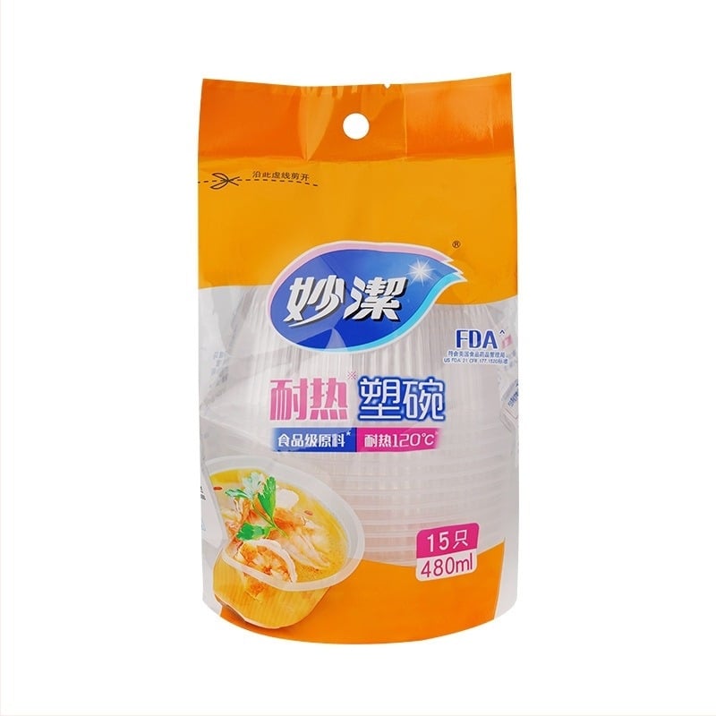 Miaojie jednokratna plastična okrugla zdjela – bez poklopca, 420 ml/480 ml
