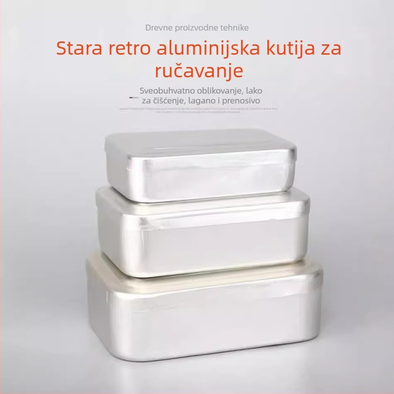 Aluminijska kutija za ručak, pravokutna, 1–2 L, prenosna, neizolirana