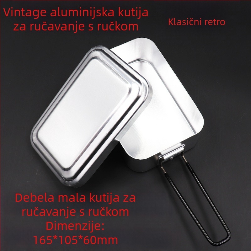 Aluminijska kutija za ručak, pravokutna, 1–2 L, prenosna, neizolirana