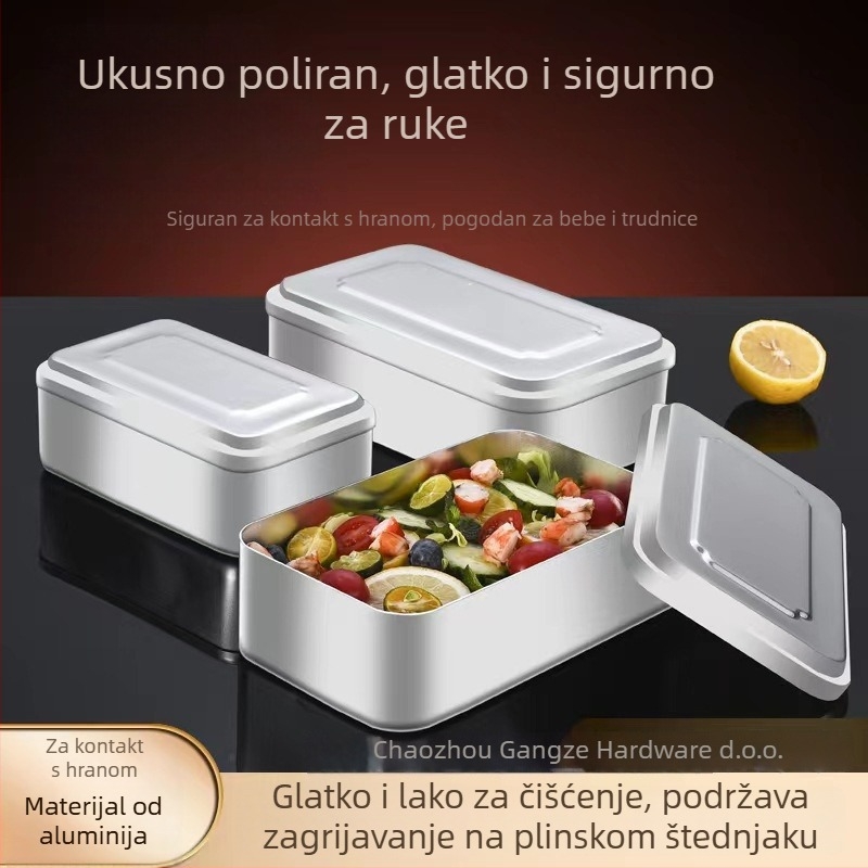 Kutija za ručak – aluminijska, kvadratna (800–1000 ml, japanski stil)