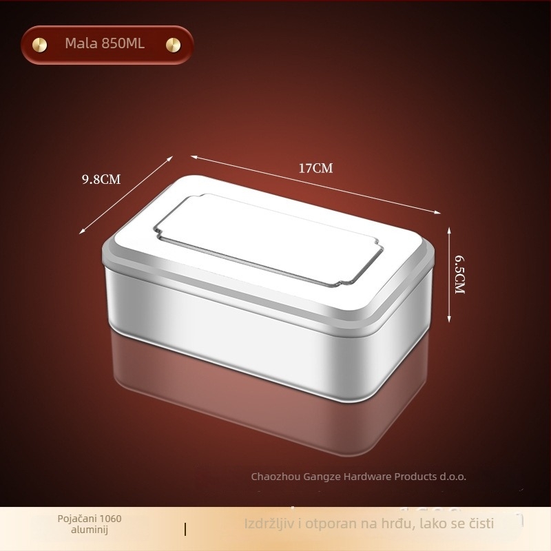 Kutija za ručak – aluminijska, kvadratna (800–1000 ml, japanski stil)