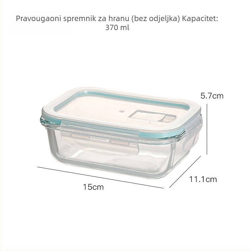 Kutija za ručak od visokou otpornog stakla, toplinski otporna, mikrovalna sigurna, pravokutnog oblika, čvrsto zatvorena za skladištenje u hladnjaku
