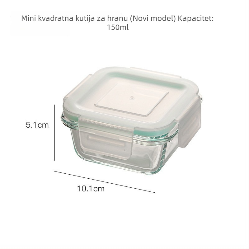 Kutija za ručak od visokou otpornog stakla, toplinski otporna, mikrovalna sigurna, pravokutnog oblika, čvrsto zatvorena za skladištenje u hladnjaku