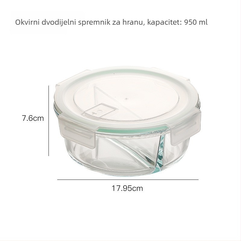 Kutija za ručak od visokou otpornog stakla, toplinski otporna, mikrovalna sigurna, pravokutnog oblika, čvrsto zatvorena za skladištenje u hladnjaku