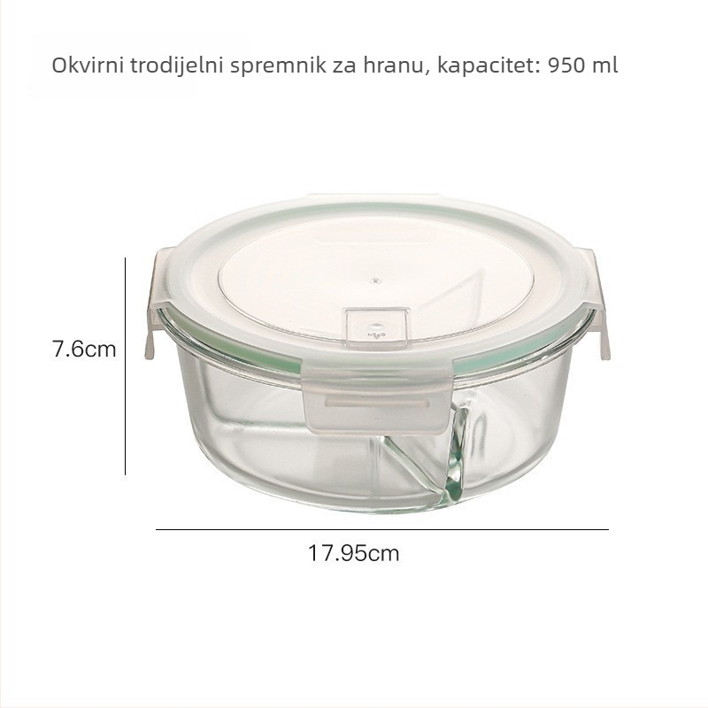Kutija za ručak od visokou otpornog stakla, toplinski otporna, mikrovalna sigurna, pravokutnog oblika, čvrsto zatvorena za skladištenje u hladnjaku