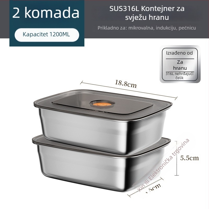 Dječja pravokutna kutija za obrok, održava hranu toplom, kapacitet ispod 300 ml, jednoslojna, nije električna