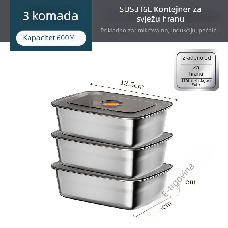 Dječja pravokutna kutija za obrok, održava hranu toplom, kapacitet ispod 300 ml, jednoslojna, nije električna