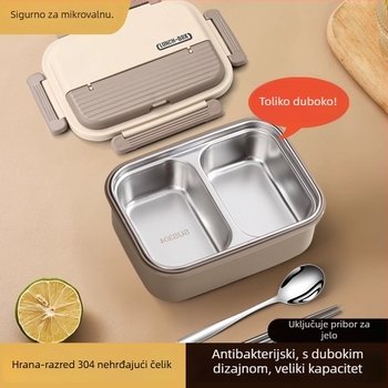 Kutija za ručak od nehrđajućeg čelika, izolirana, pogodna za mikrovalnu, pravokutna, japanskog stila