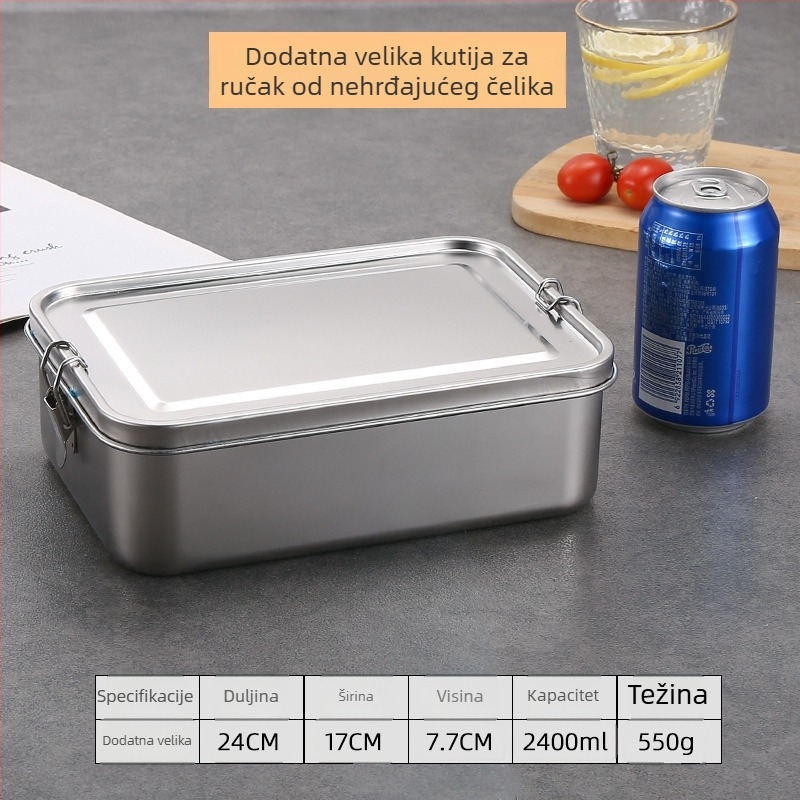 Kutija za ručak od 304 nehrđajućeg čelika, kvalitete hrane, s poklopcem, za studente i zaposlenike