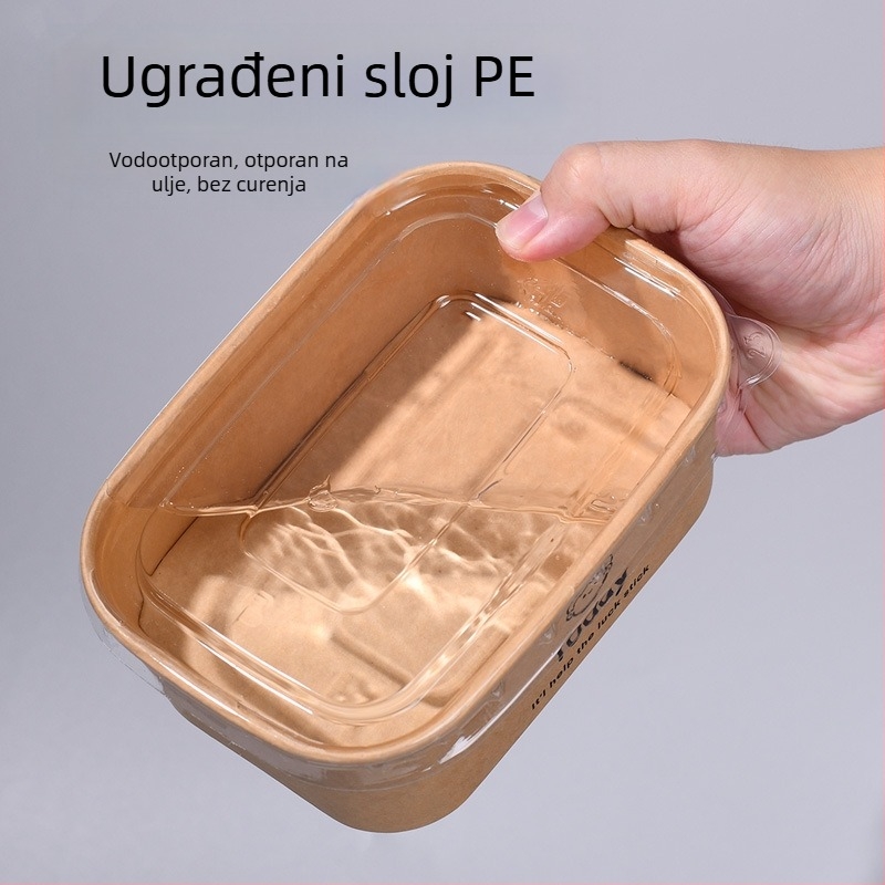 Jednokratna kutija za ručak od kraft papira, 750 ml, pravokutna, 25 komada u pakiranju, papir drvne pulpe, mikrovalna pećnica nije dostupna