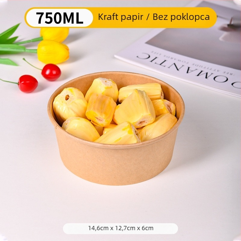 Jednokratna kutija za ručak od kraft papira, 750 ml, pravokutna, 25 komada u pakiranju, papir drvne pulpe, mikrovalna pećnica nije dostupna