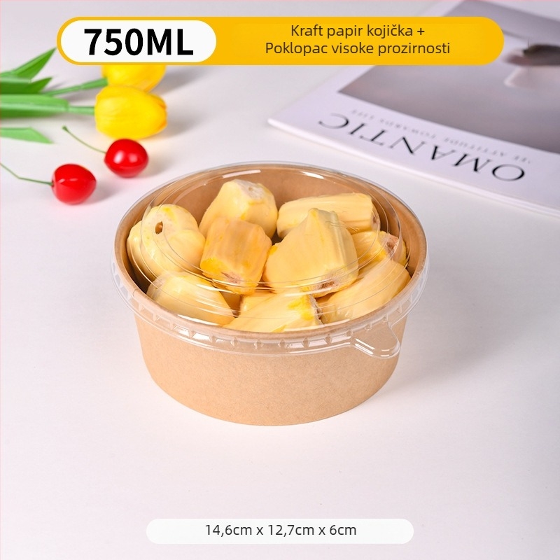 Jednokratna kutija za ručak od kraft papira, 750 ml, pravokutna, 25 komada u pakiranju, papir drvne pulpe, mikrovalna pećnica nije dostupna