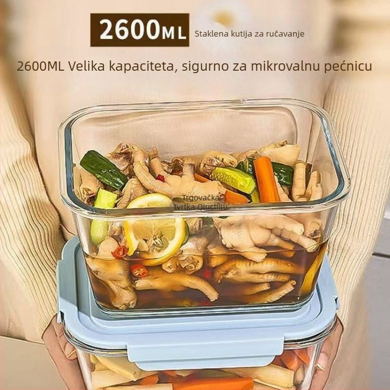 Staklena kutija za kiseli krastavac s poklopcem, otporno na toplinu (borosilikatno staklo), mikrovalna sigurna, dvostruki sloj, kapacitet ispod 300 ml