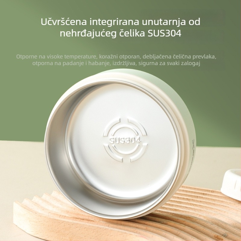 Kutija za ručak od 304 nehrđajućeg čelika, okrugla, mikrotalasna sigurna, jednodjelna, s odvojivim i perivim poklopcem