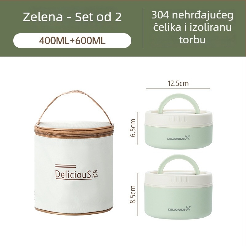 Kutija za ručak od 304 nehrđajućeg čelika, okrugla, mikrotalasna sigurna, jednodjelna, s odvojivim i perivim poklopcem