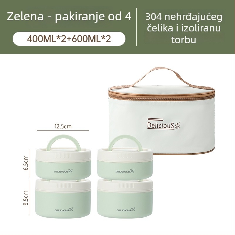 Kutija za ručak od 304 nehrđajućeg čelika, okrugla, mikrotalasna sigurna, jednodjelna, s odvojivim i perivim poklopcem