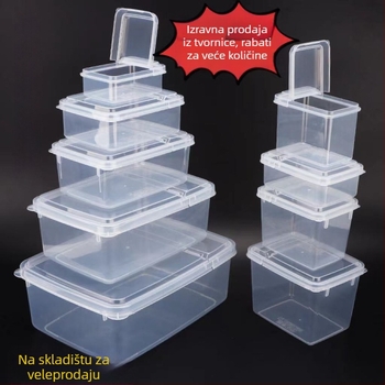 Pravougaona PP kutija za crisper s preklopnim poklopom – prašinu otporna, kompatibilna s mikrovalnom, prozirna
