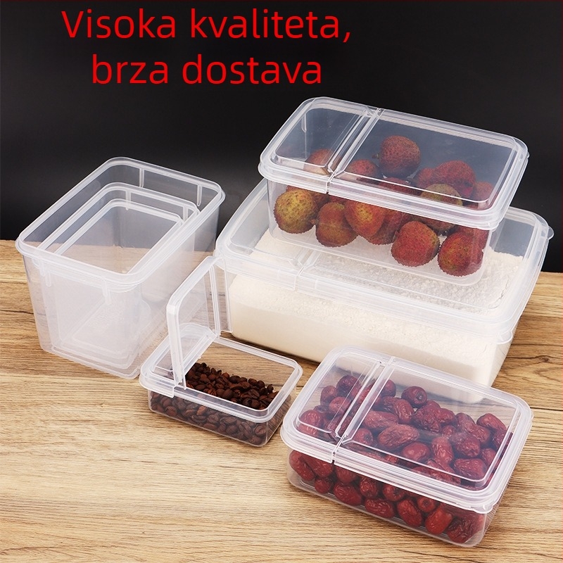 Pravougaona PP kutija za crisper s preklopnim poklopom – prašinu otporna, kompatibilna s mikrovalnom, prozirna