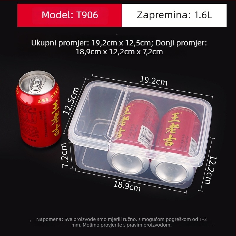 Pravougaona PP kutija za crisper s preklopnim poklopom – prašinu otporna, kompatibilna s mikrovalnom, prozirna