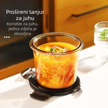 Jantarno-staklena zdjela za juhu s poklopcem, mikrovalno sigurna, zatvorena kutija za ručak s poklopcem