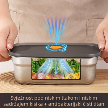Kutija za obrok od čistog titana sa zatvorenim poklopcem, kvadratna, jednodjelna, čuva svježinu hrane
