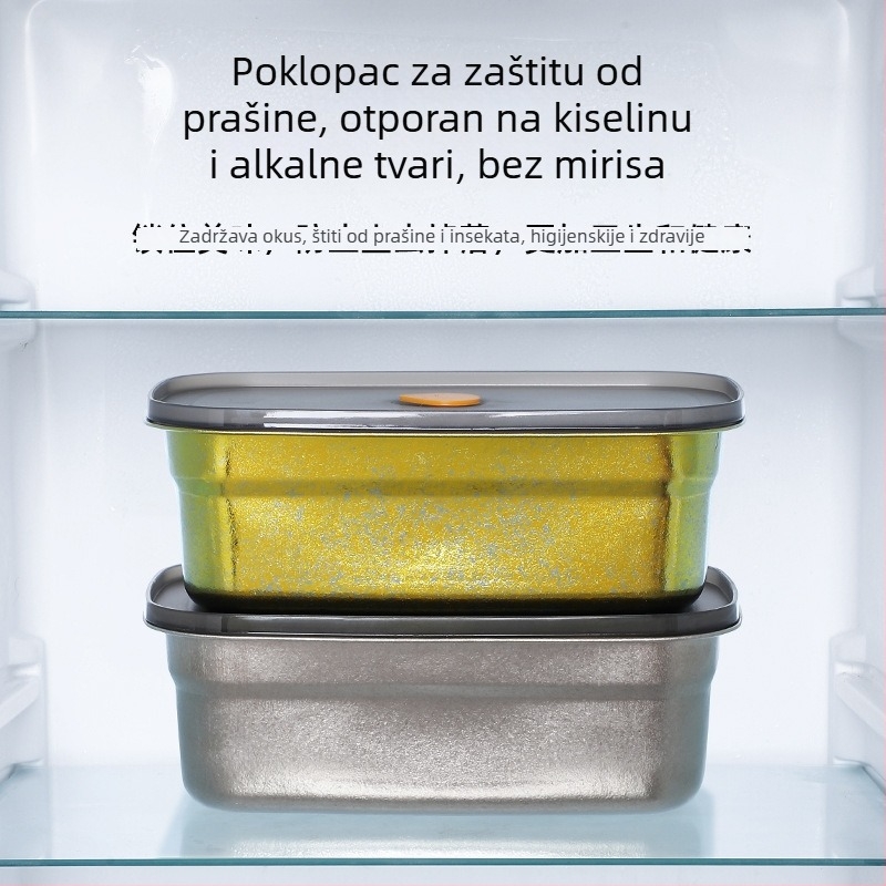 Kutija za obrok od čistog titana sa zatvorenim poklopcem, kvadratna, jednodjelna, čuva svježinu hrane
