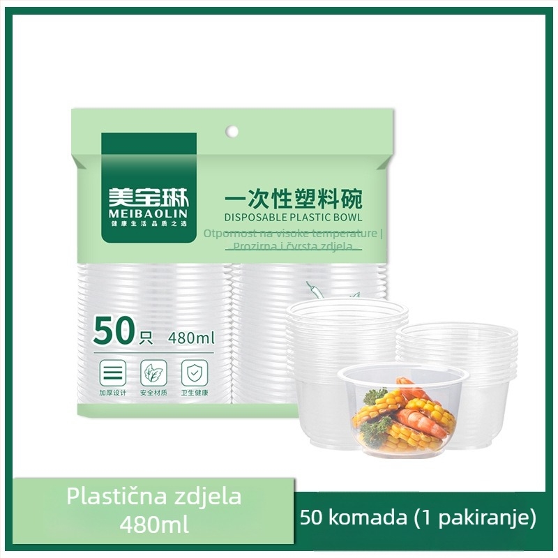Jednokratne plastične zdjelice, pravokutnog oblika, 401–500 ml, pakiranje 20 kom, porijeklo Guangdong