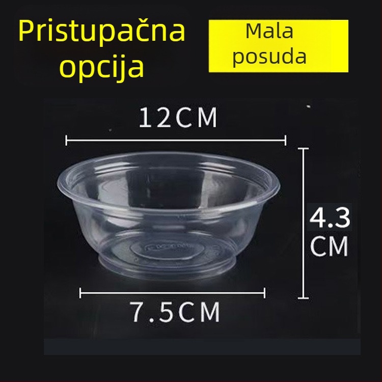 Jednokratna plastična zdjela za dostavu hrane, okrugla prozirna zdjela za juhu, paket 48 kom.