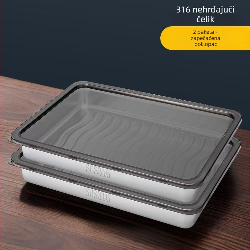 Kutija za knedle, 316 nehrđajući čelik, pravokutna, protiv curenja, 3,1–4 L