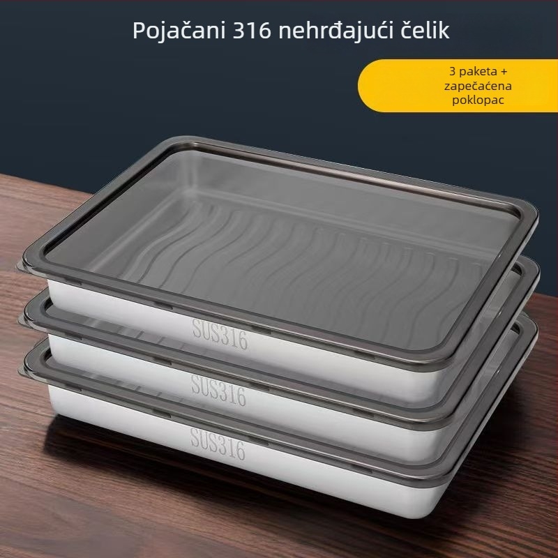Kutija za knedle, 316 nehrđajući čelik, pravokutna, protiv curenja, 3,1–4 L