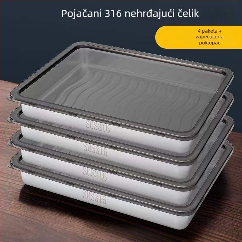 Kutija za knedle, 316 nehrđajući čelik, pravokutna, protiv curenja, 3,1–4 L