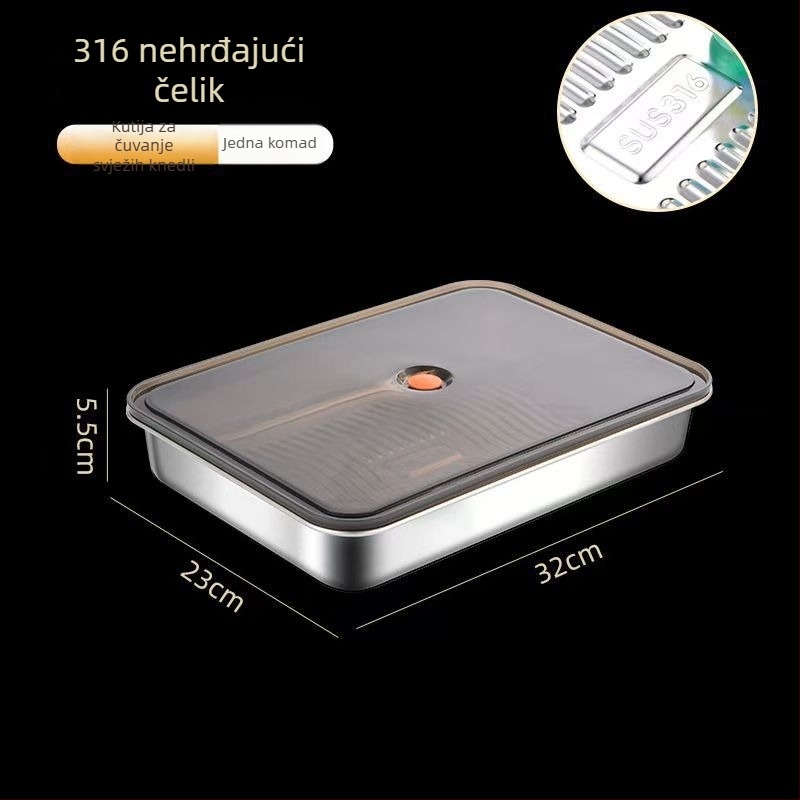 Kutija za knedle, 316 nehrđajući čelik, pravokutna, protiv curenja, 3,1–4 L