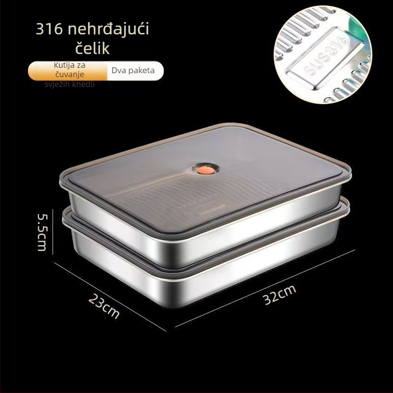Kutija za knedle, 316 nehrđajući čelik, pravokutna, protiv curenja, 3,1–4 L