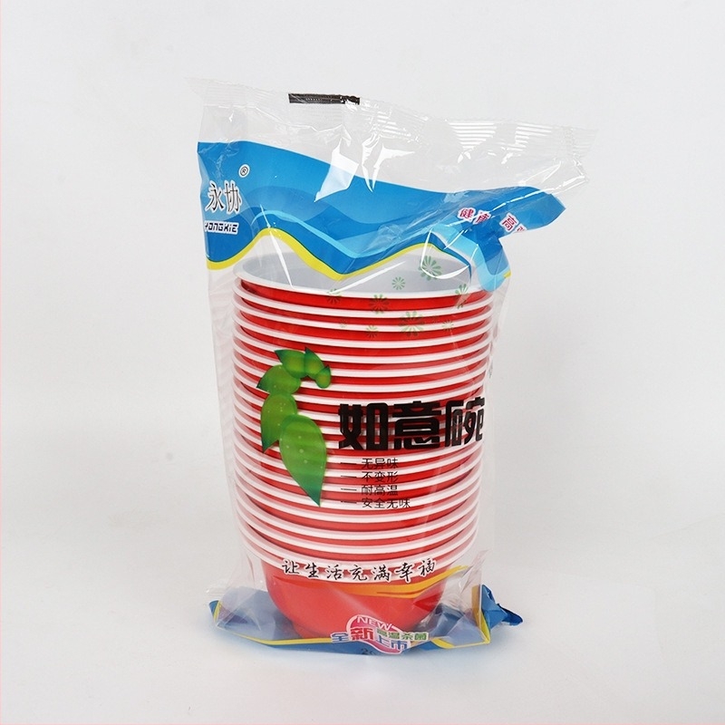 Jednokratna zdjela Yongxie, kružna, 360ml, plastična, s ispisanim logom, prilagodljivo