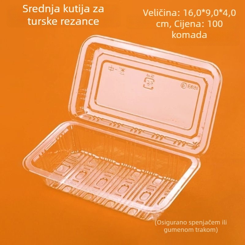 Plastična jednokratna kutija za hranu s poklopcem, prozirna, pogodna za voće i hladna jela