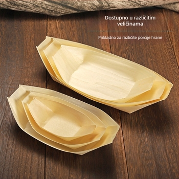 Drveni jednokratni tanjur u obliku broda, Art Kitchen Creative – moderni minimalistički stil