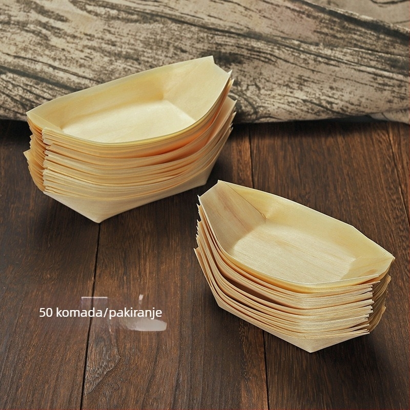 Drveni jednokratni tanjur u obliku broda, Art Kitchen Creative – moderni minimalistički stil