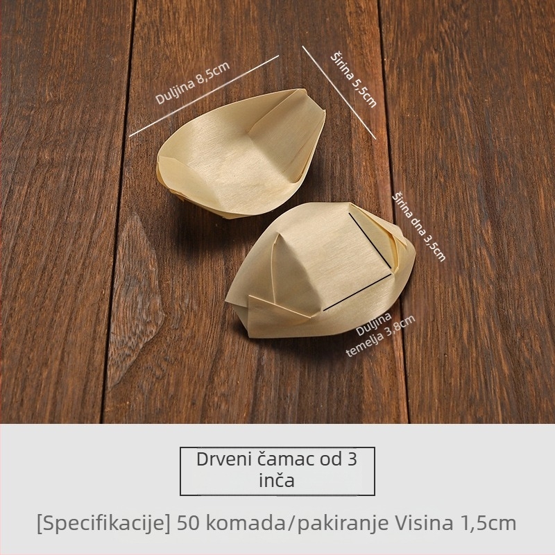 Drveni jednokratni tanjur u obliku broda, Art Kitchen Creative – moderni minimalistički stil