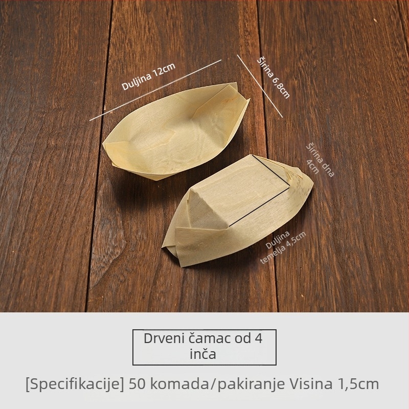 Drveni jednokratni tanjur u obliku broda, Art Kitchen Creative – moderni minimalistički stil