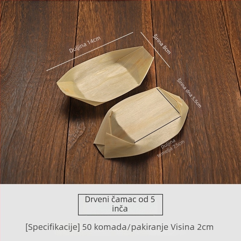Drveni jednokratni tanjur u obliku broda, Art Kitchen Creative – moderni minimalistički stil